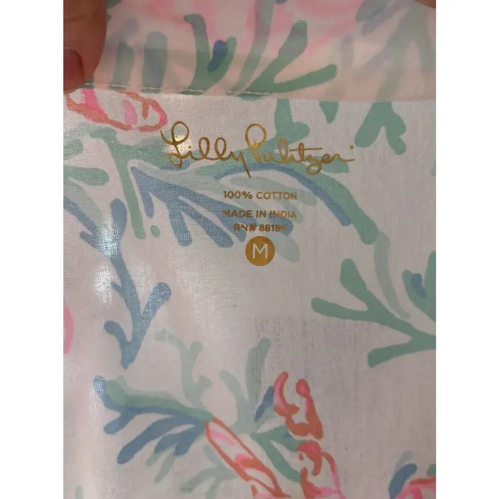 Lilly Pulitzer blouse long sleeve rounded neckline to V cutout Amelia Island Med - Picture 4 of 4